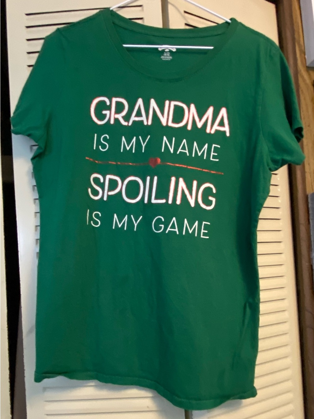 Holiday Time Green Grandma Spoiling T‑Shirt with White and Pink Lettering